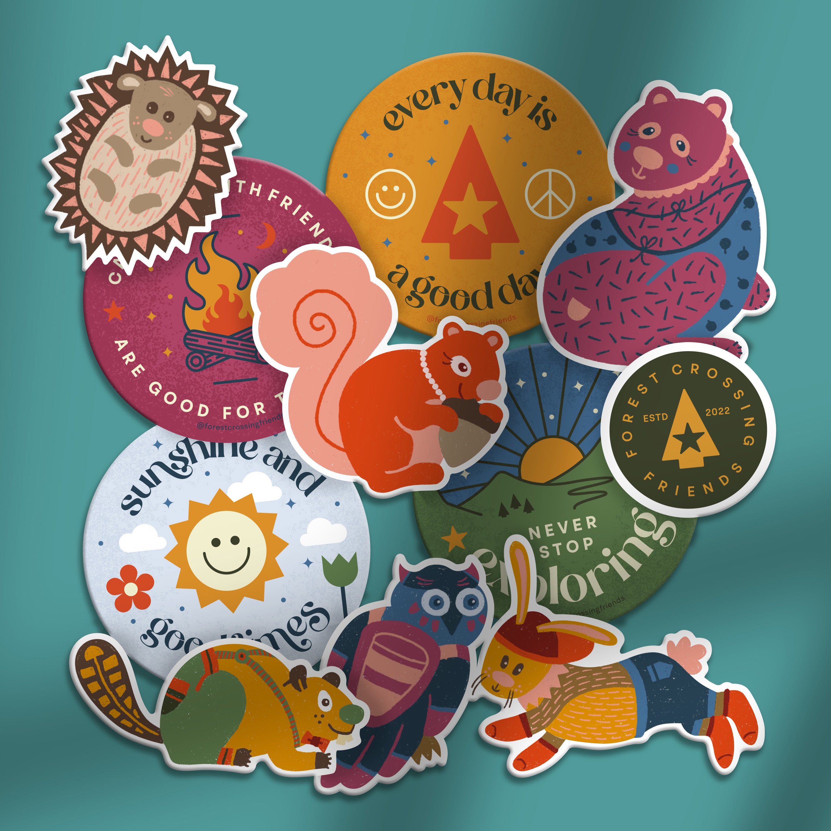 Forest Crossing Friends Diecut Stickers